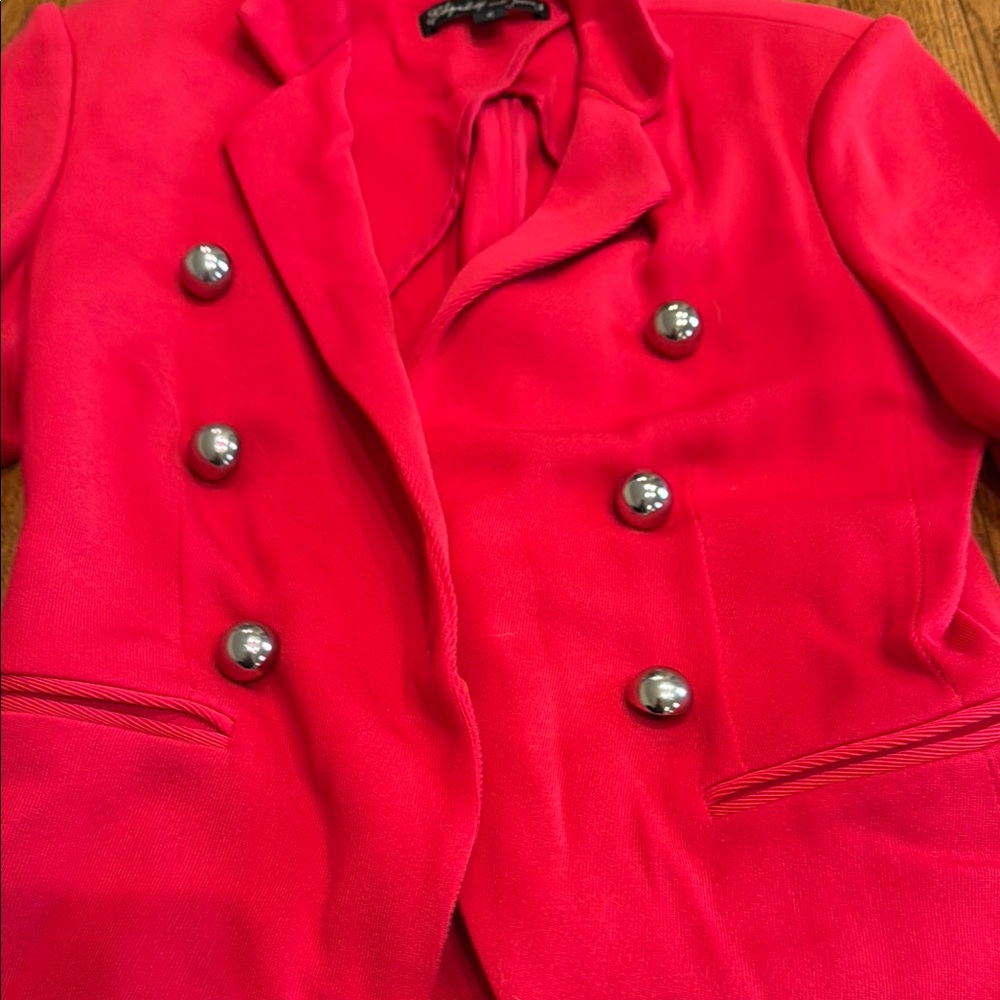 Elizabeth and James Women's Red Double-Breasted Jacket Blazer, size 4 - Picture 3 of 7